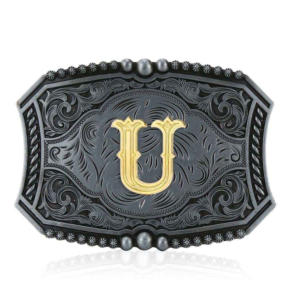 3827 Upgrade Western Belt Buckle Initial Letters ABCDEFG to Y-Cowboy Rodeo